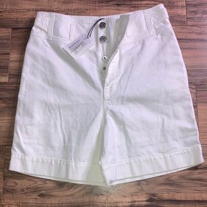Lanvin Paris All Optic White Denim Shorts with Side tabs Women’s adjustable NEW